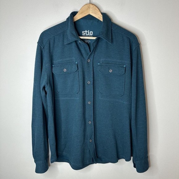 Stio Men's Casual Button Down Shirt - Teal - Picture 1 of 11